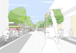An artist’s impression of the new-look Raglan Street under the Manly2015 vision